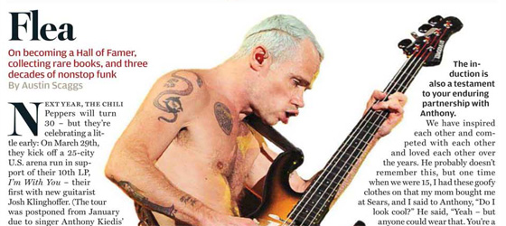 Interview de Flea dans Rolling Stone US