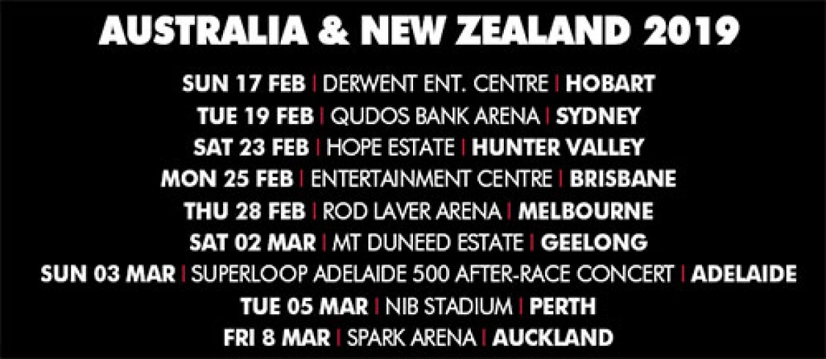 Concerts Australie & Nouvelle Zélande en 2019